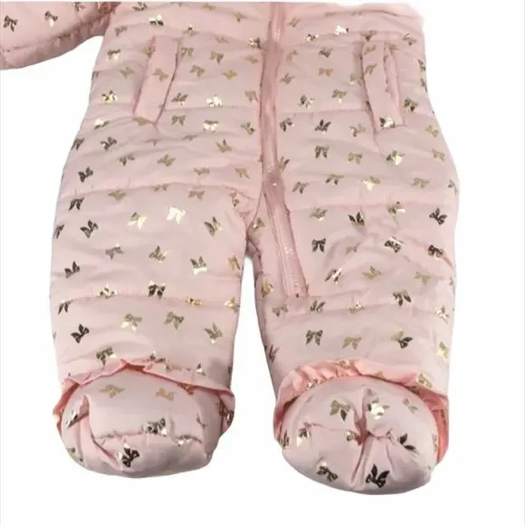 Jessica Simpson Ribbon Snowsuit Pink Gold 6-9 Months